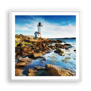 Pôster em moldura branca - Voltem bem, estou à espera - 60x60 cm