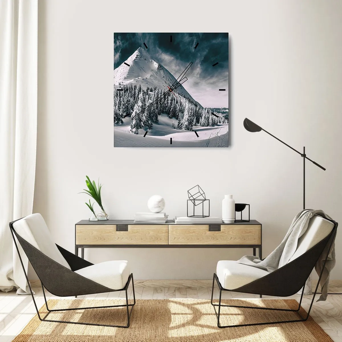 Relógio de parede - Relógio em vidro - Terra de neve e gelo - 40x40 cm