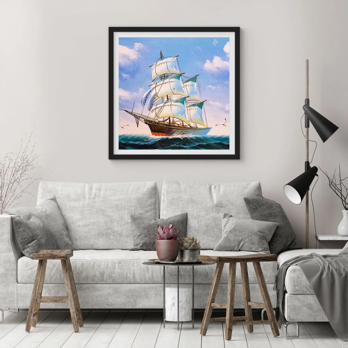 Pôster com moldura preta - Orgulhosamente com o vento - 60x60 cm