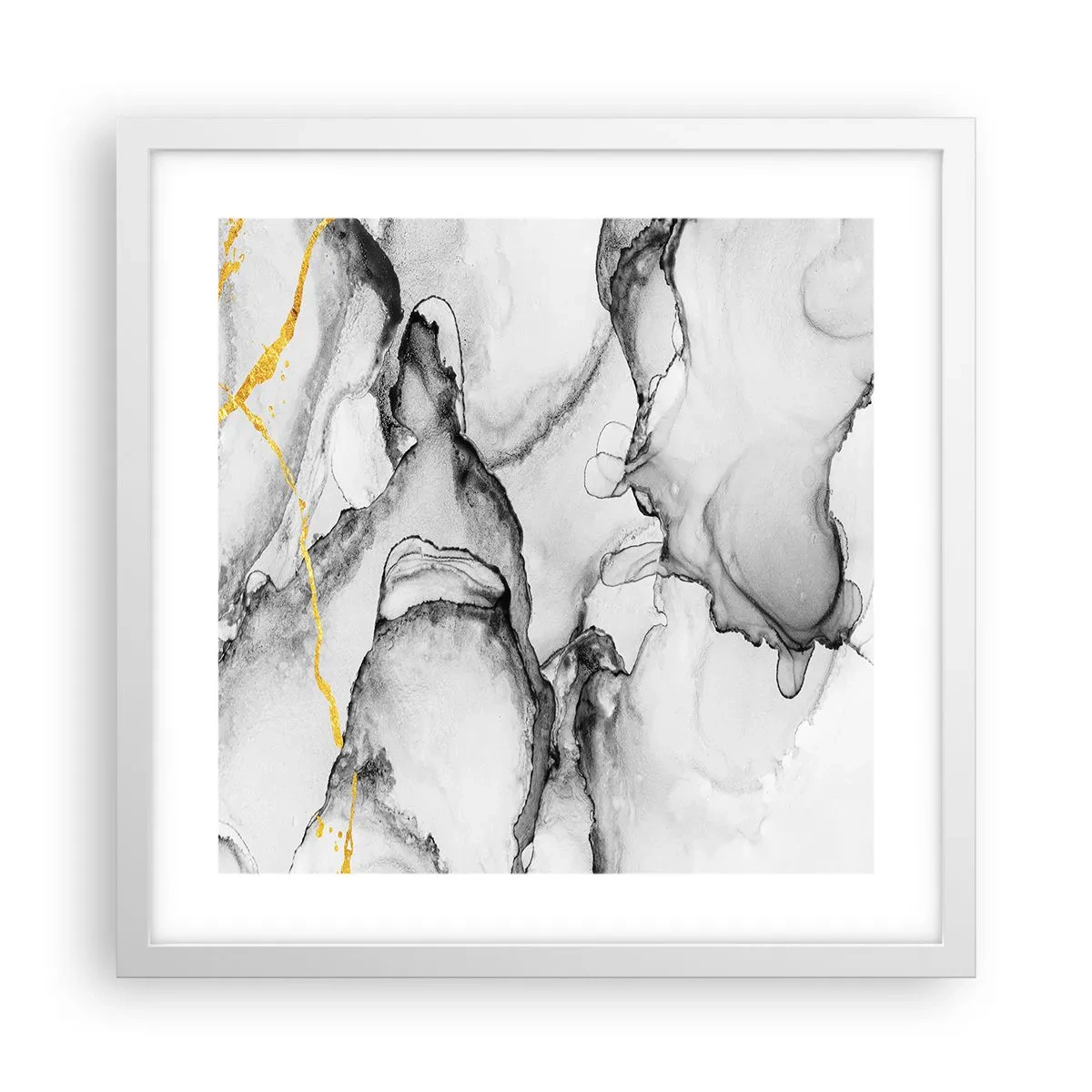 Pôster em moldura branca - Composição dourada - 40x40 cm