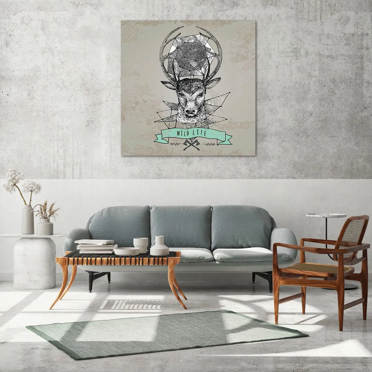 Quadro em vidro - A Visão de Santo Hubertus - 60x60 cm