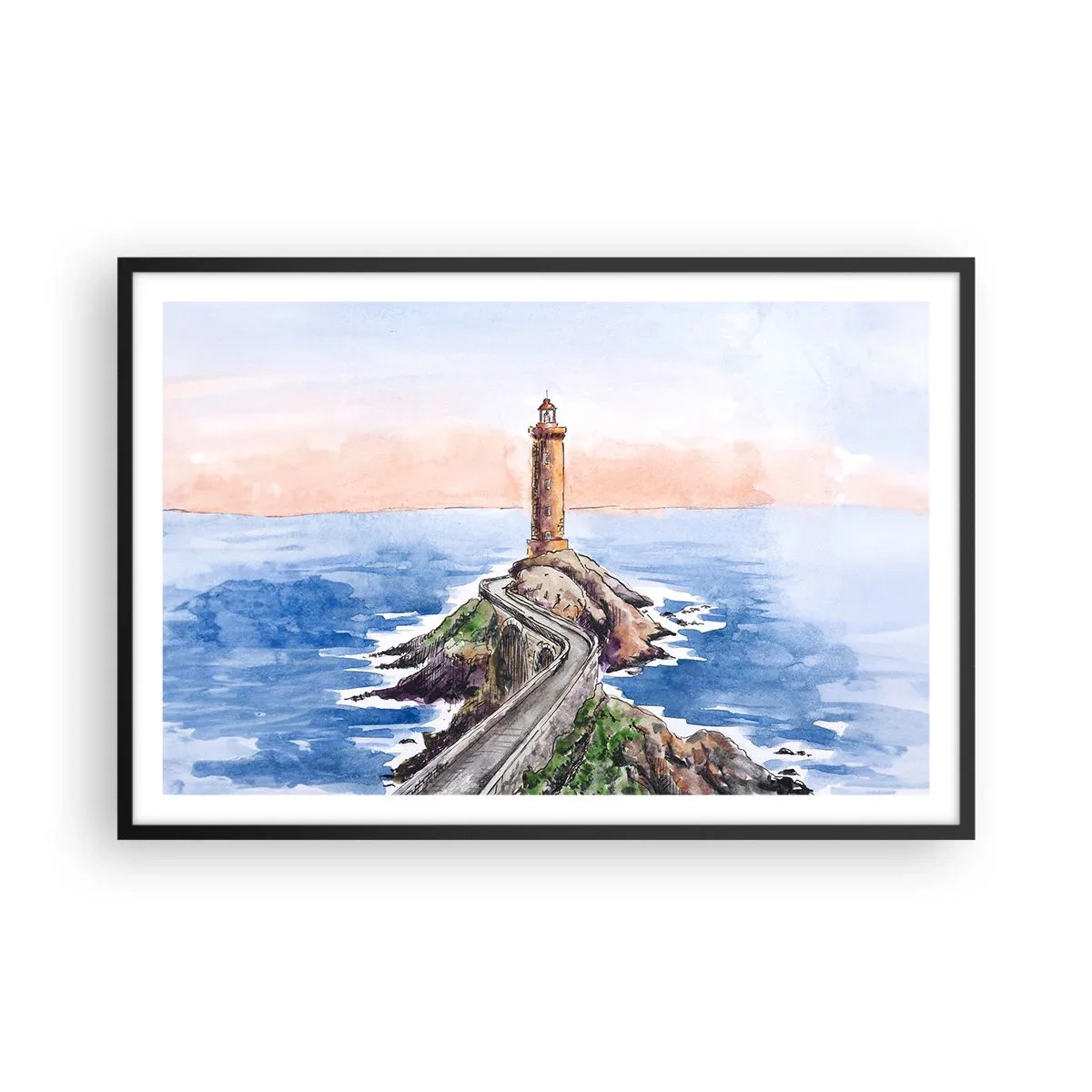 Pôster com moldura preta - De frente para o mar - 91x61 cm