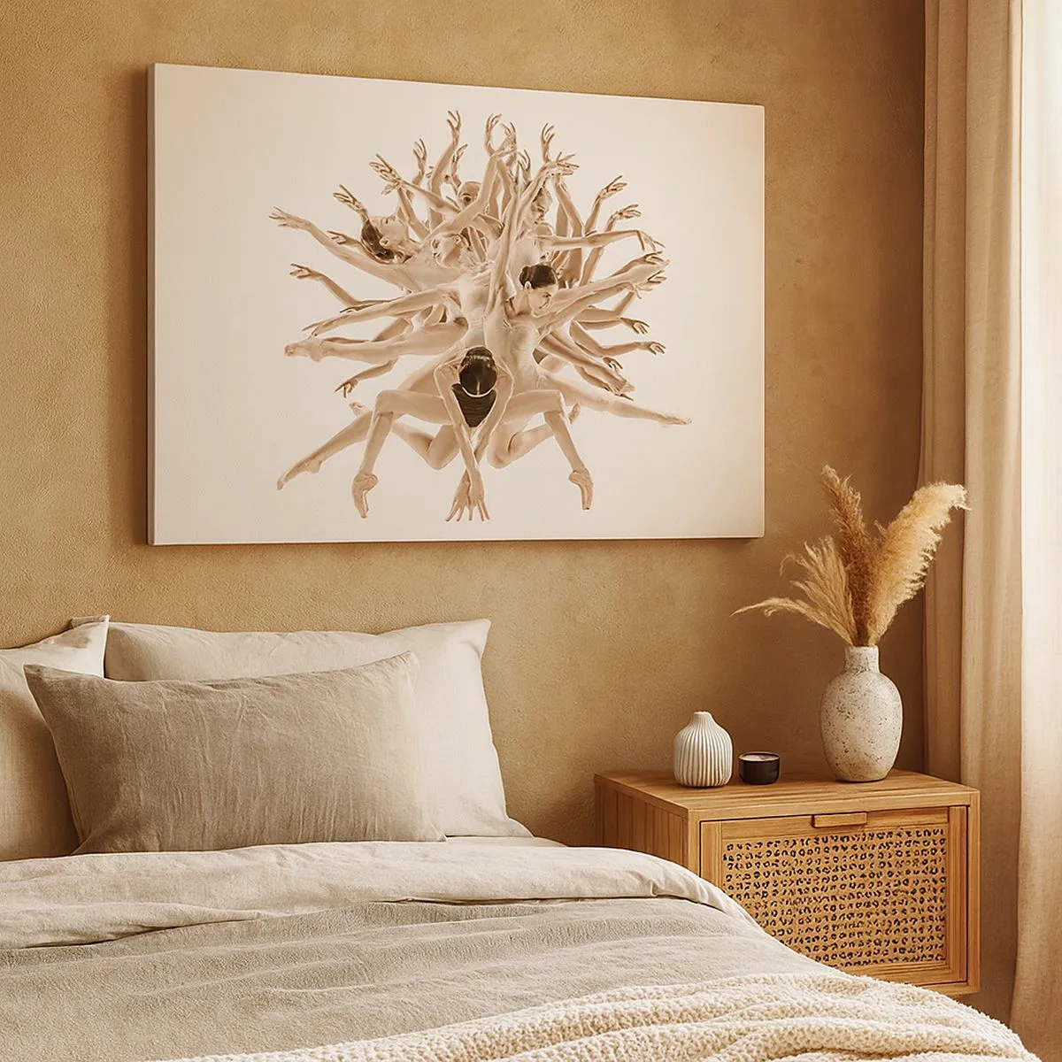 Quadro em tela - Composição abstrata de dançarinos em movimento - 70x50cm - Florescendo na dança - Decoração de parede moderna para a sala de estar e quarto ARTTOR