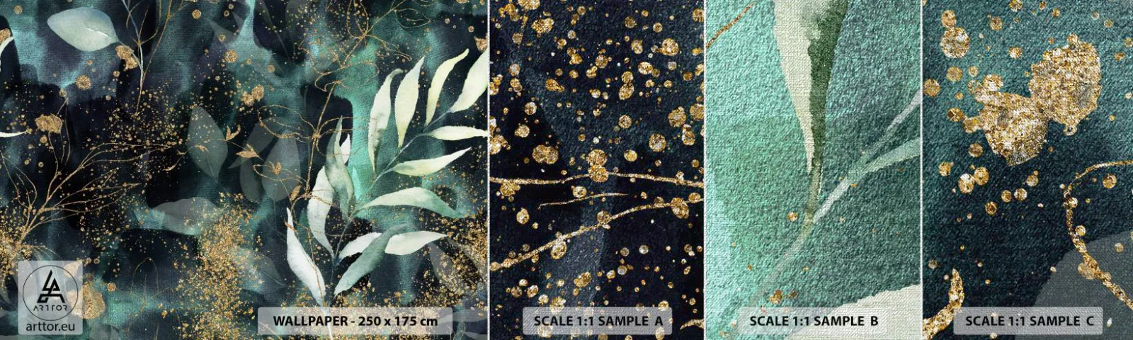 Amostra de papel de parede Premium Canvas - Jardim Mágico - Plantas, Folhas, Botânica - 100x30 cm