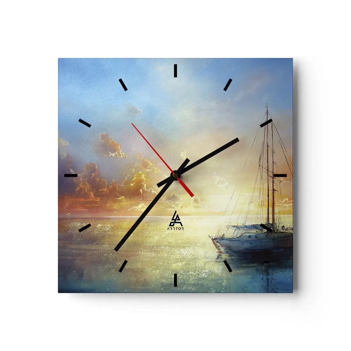 Relógio de parede - Relógio em vidro - Na baía dourada - 30x30 cm