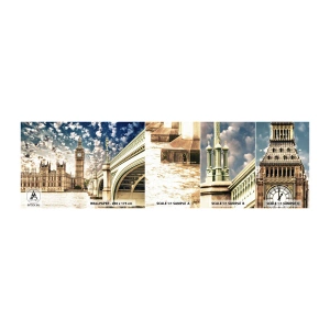 Amostra de papel de parede autocolante Deluxe Sticker - Nuvens emplumadas sobre o Tamisa - Cidade, Londres, Inglaterra - 100x30 cm