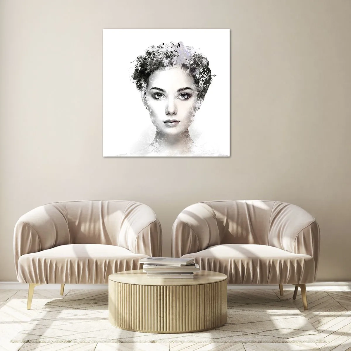 Quadro em vidro - Um retrato extremamente elegante - 30x30 cm
