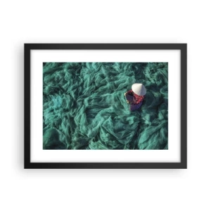 Pôster com moldura preta - Num mar de redes - 40x30 cm