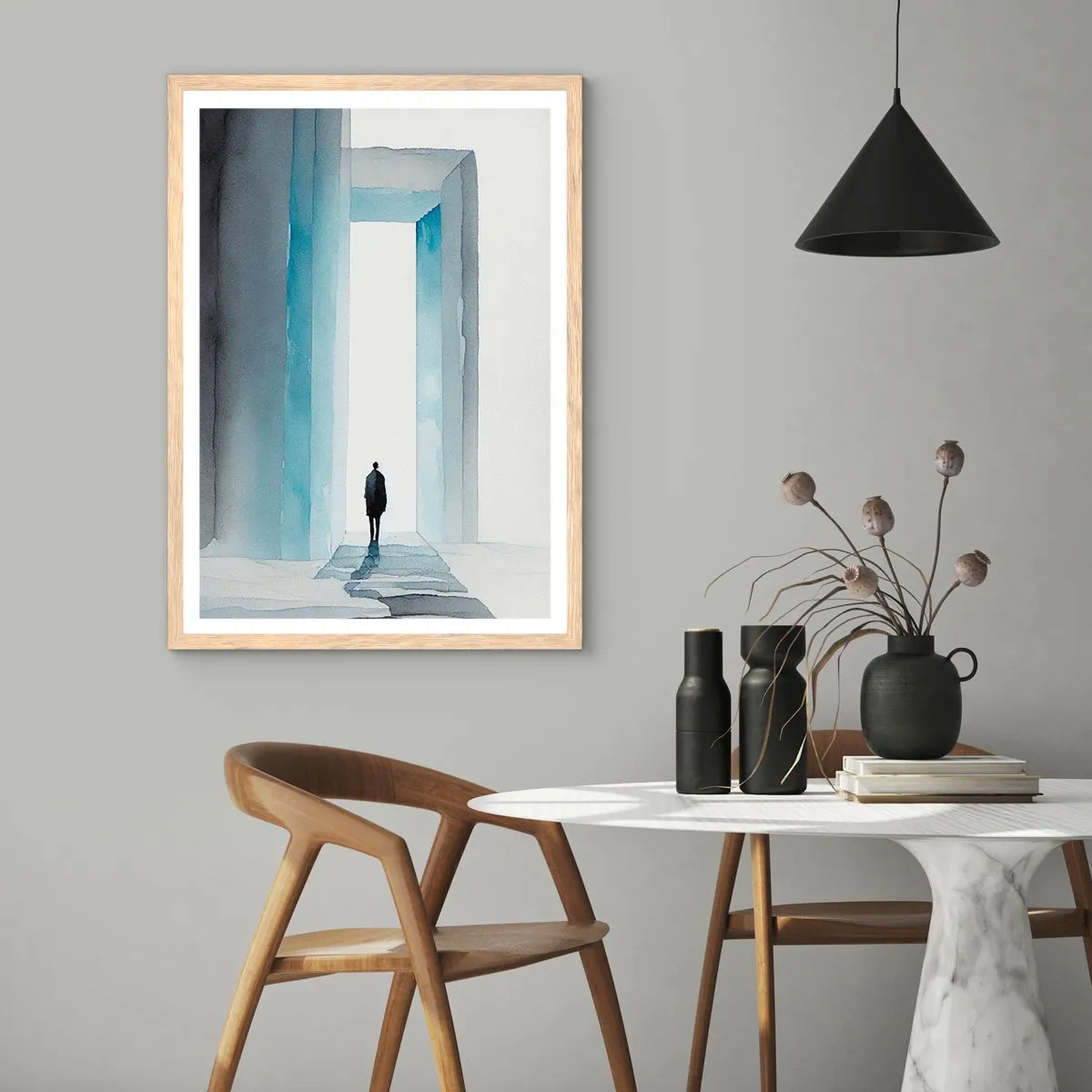 Pôster com moldura de carvalho claro - Viva sem limites - 40x50 cm