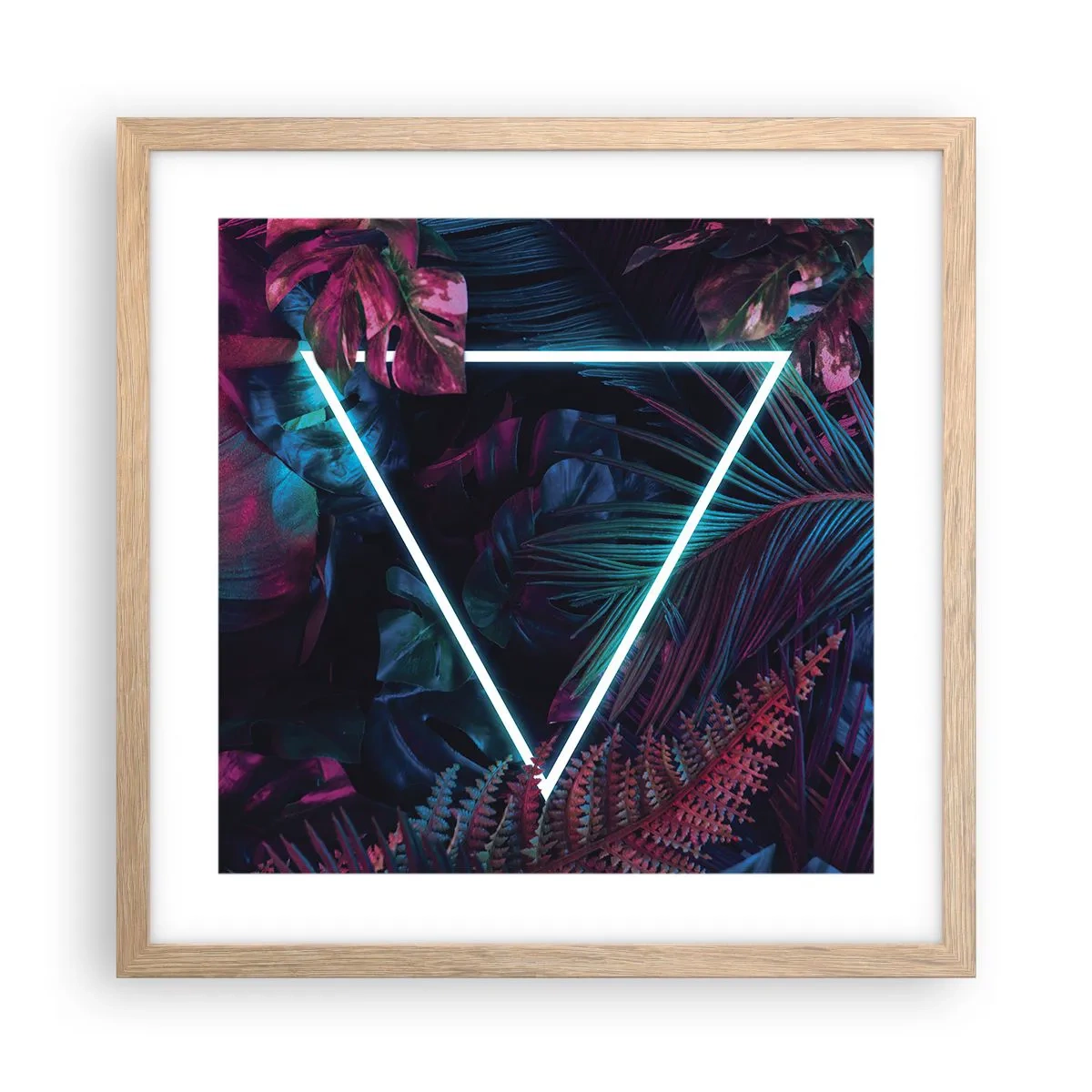 Pôster com moldura de carvalho claro - Jardim estilo discoteca - 40x40 cm