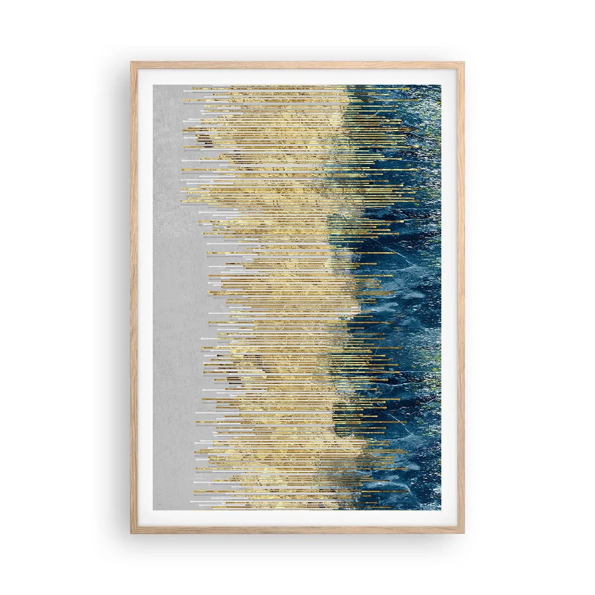 Pôster com moldura de carvalho claro - Borda dourada - 70x100 cm