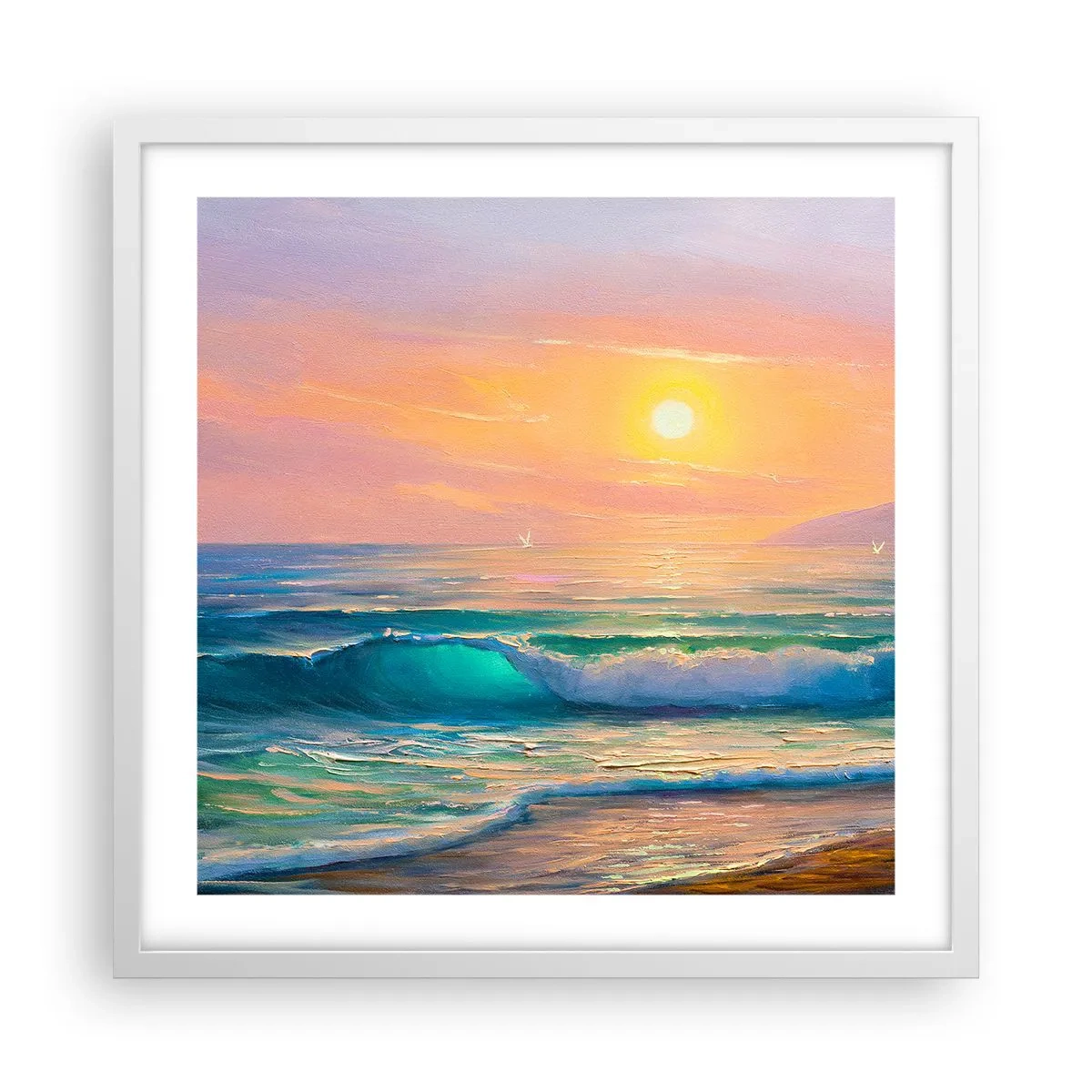 Pôster em moldura branca - O canto turquesa das ondas - 50x50 cm