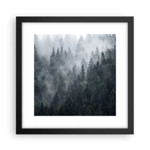 Pôster com moldura preta - O amanhecer da floresta - 30x30 cm