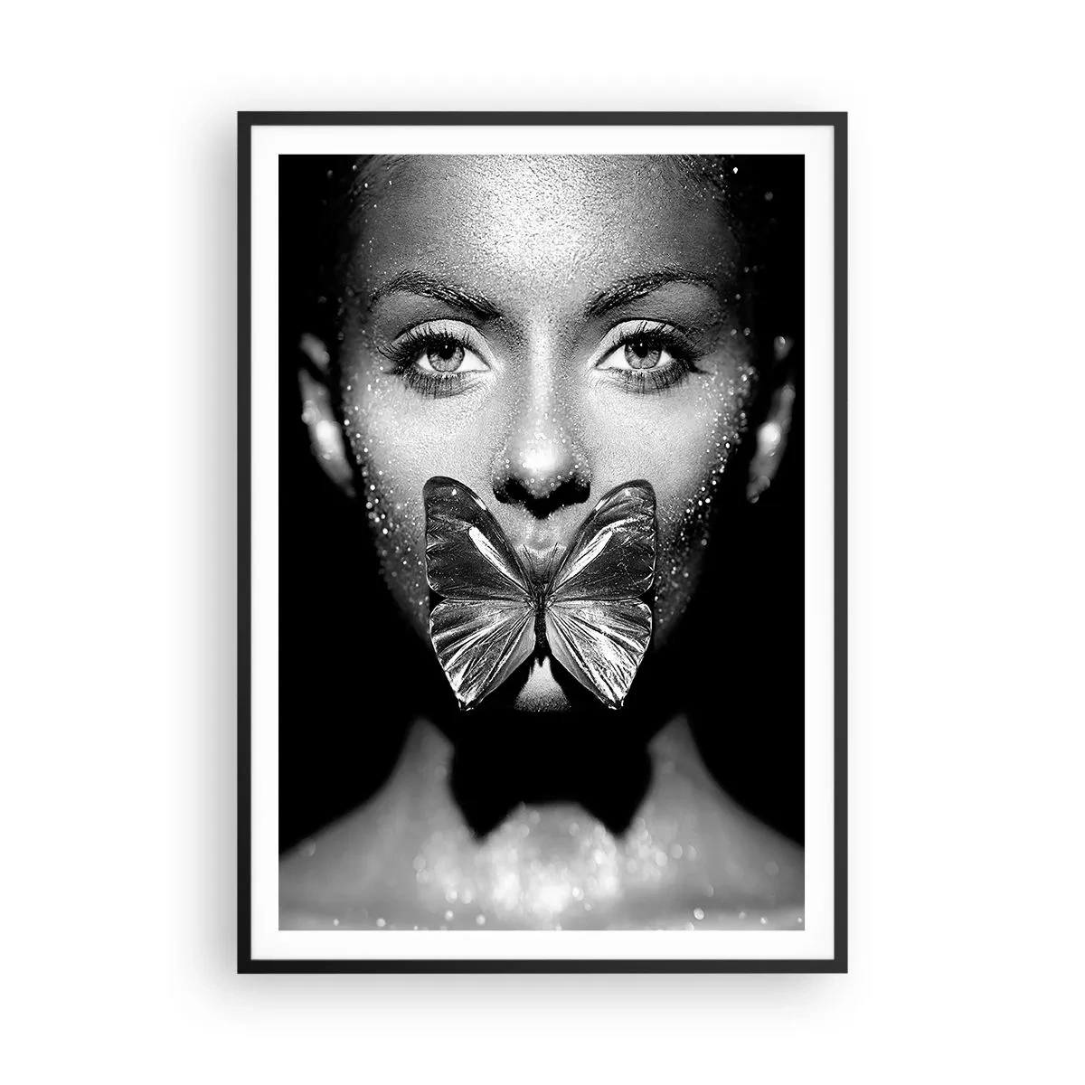 Pôster com moldura preta - O beijo da borboleta - 70x100 cm