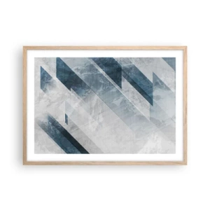 Pôster com moldura de carvalho claro - Arte espacial – movimento cinzento - 70x50 cm