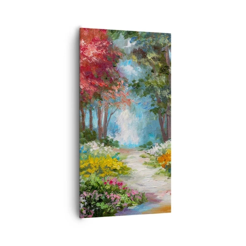 Quadro em tela - Jardim florestal, floresta florida - 65x120 cm