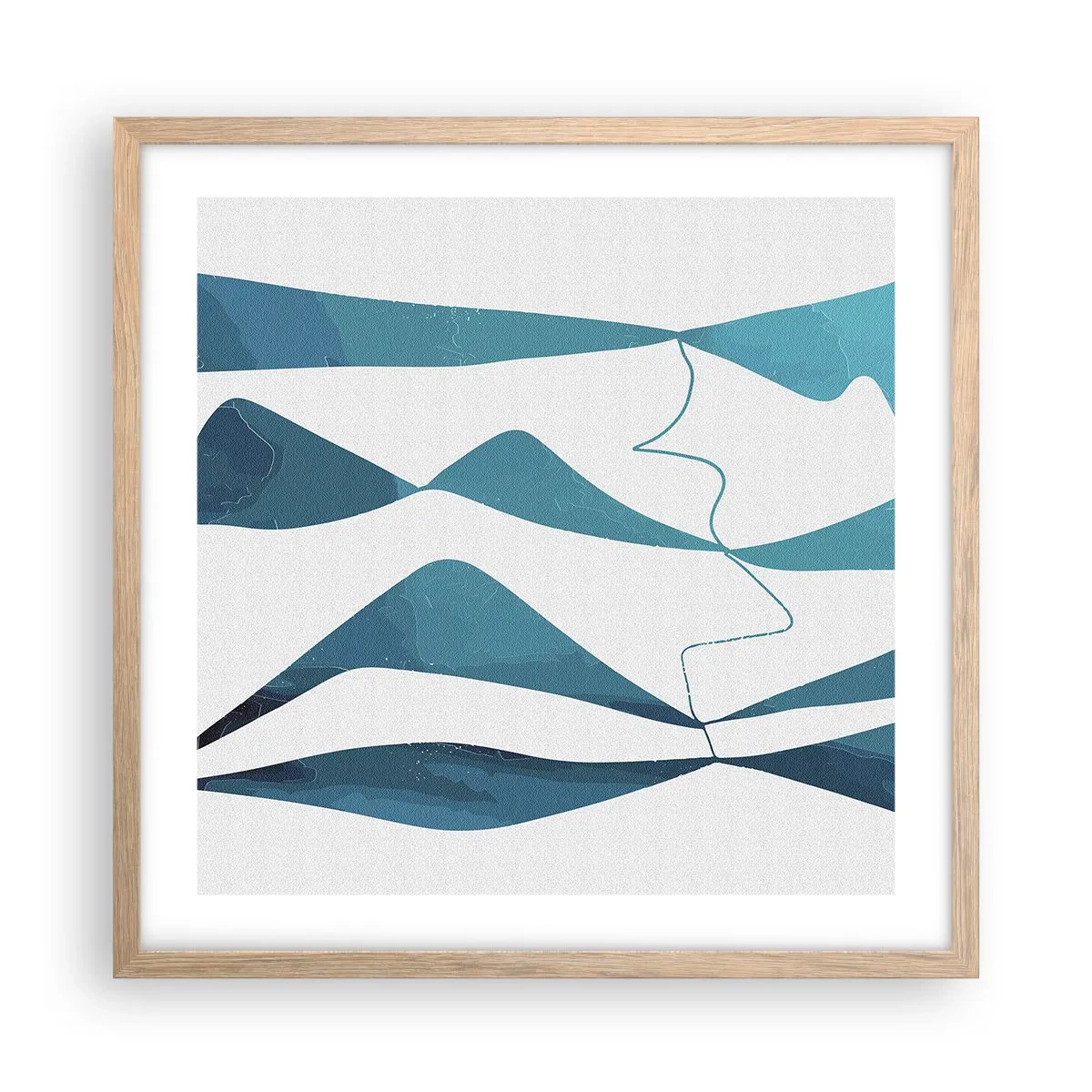 Pôster com moldura de carvalho claro - Abstração: composto turquesa - 50x50 cm