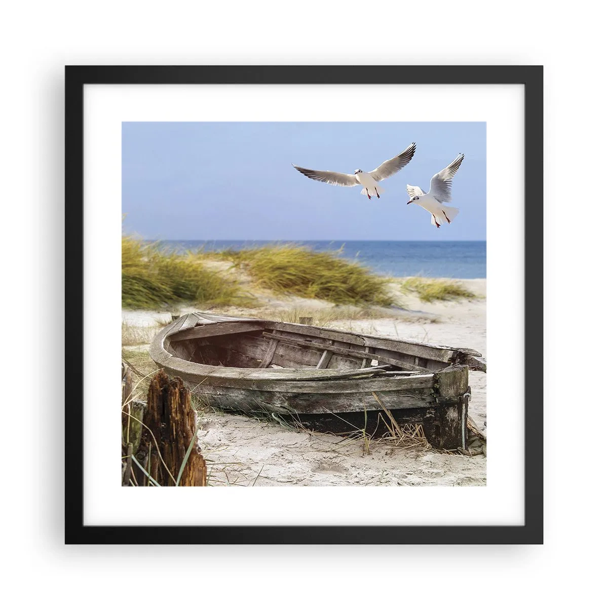 Pôster com moldura preta - Banhado pelo vento - 40x40 cm