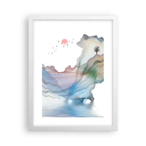 Pôster em moldura branca - Em direção às montanhas de cristal - 30x40 cm