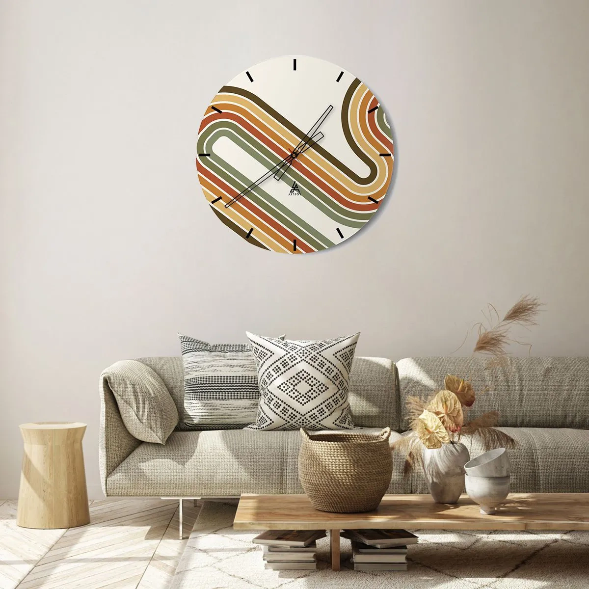 Relógio de parede - Relógio em vidro - Ziguezague para o destino - 40x40 cm