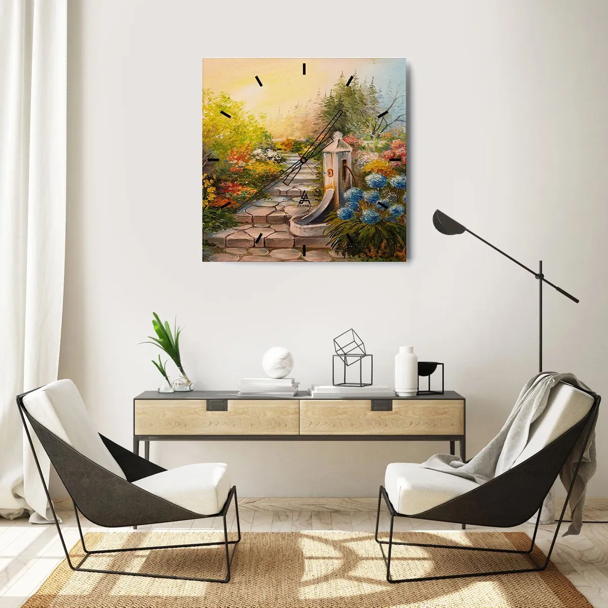 Relógio de parede - Relógio em vidro - Em pleno florescimento - 40x40 cm