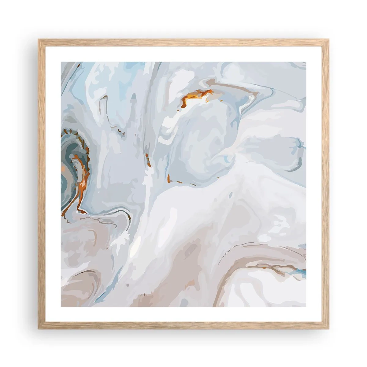 Pôster com moldura de carvalho claro - Branco elevado - 60x60 cm