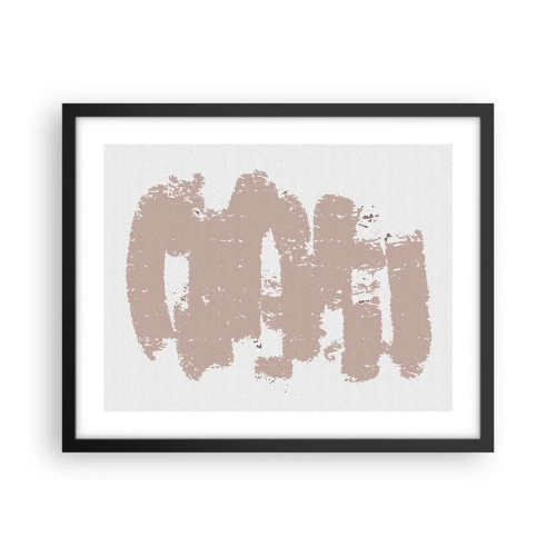 Pôster com moldura preta - Abstração em rosa suave - 50x40 cm