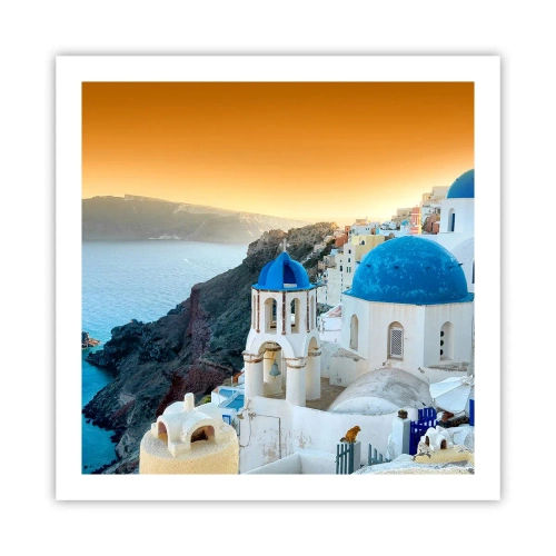 Pôster - Santorini - abraçada às rochas - 60x60 cm