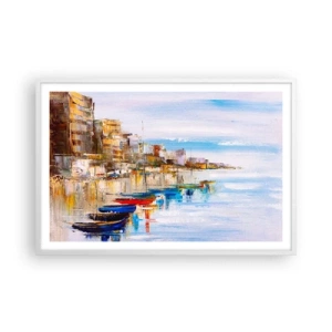 Pôster em moldura branca - Um refúgio urbano multicolorido - 91x61 cm