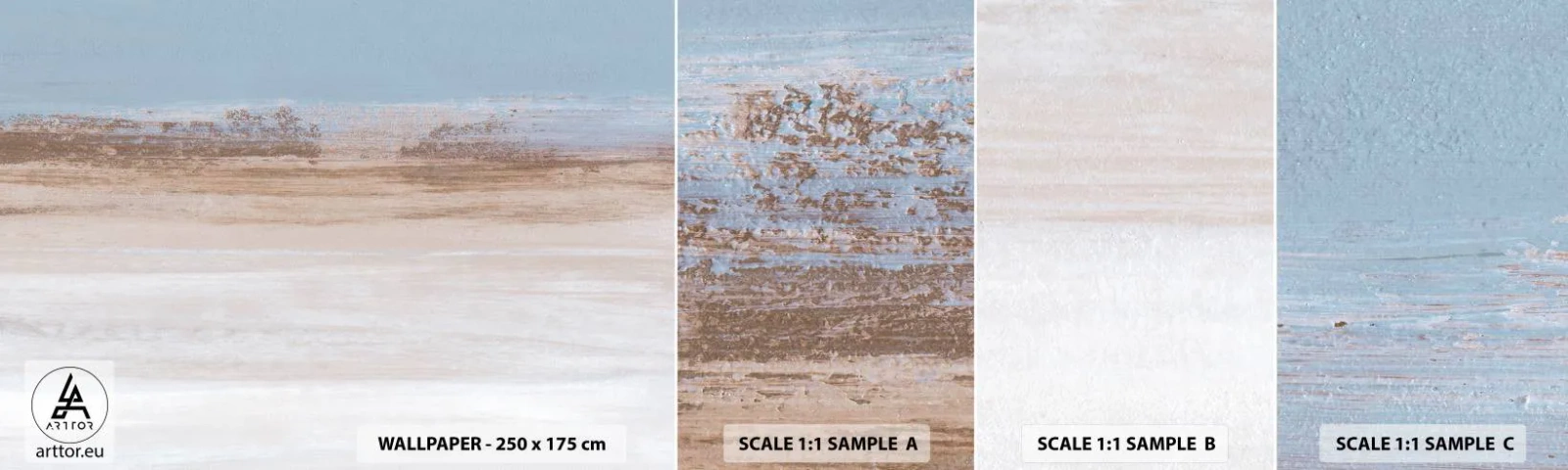 Amostra de Papel de Parede Standard Eco - Paisagem ambígua - Pedaço, Brilhante, Minimalismo - 100x30 cm