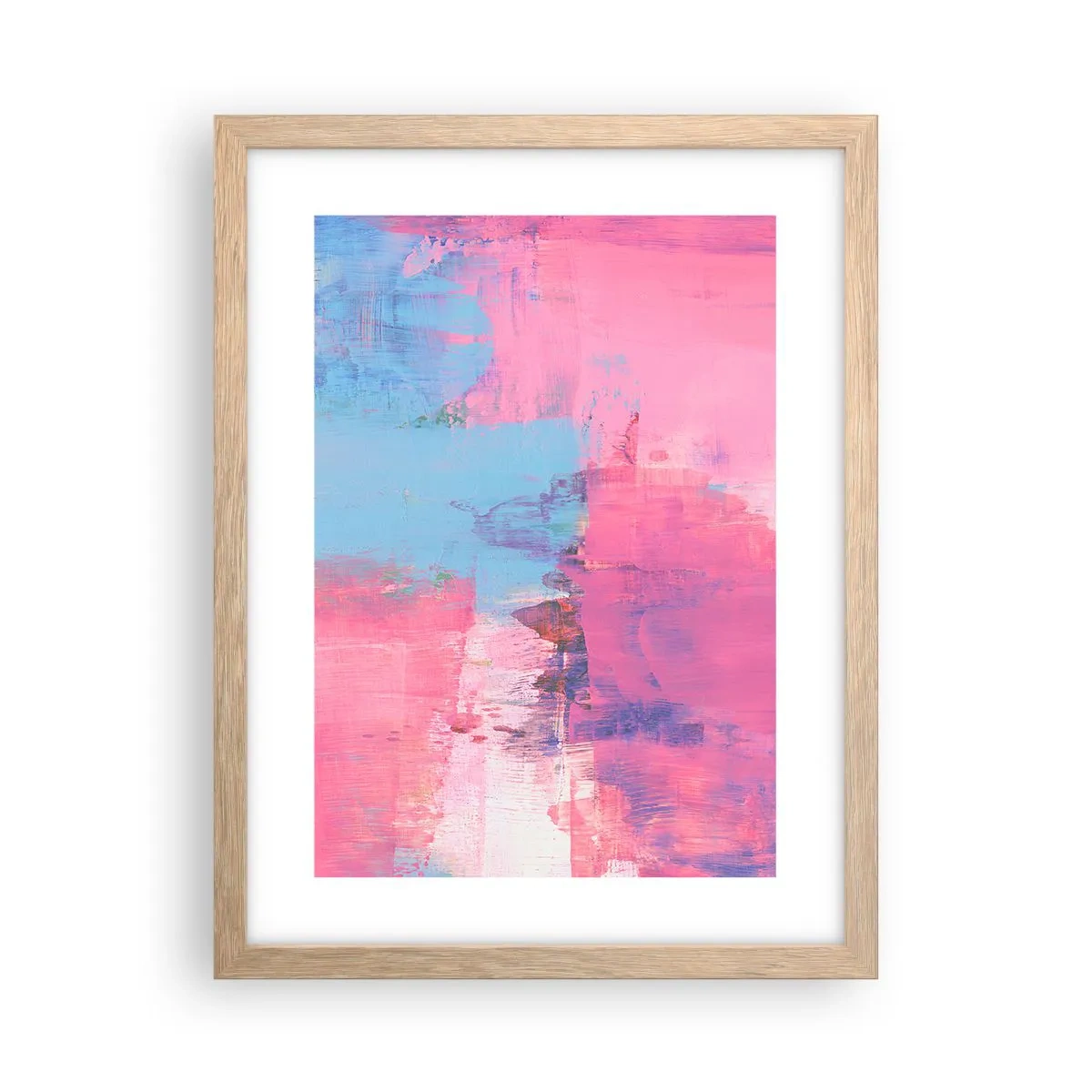 Pôster com moldura de carvalho claro - Rosa, azul e uma pitada de luz - 30x40 cm
