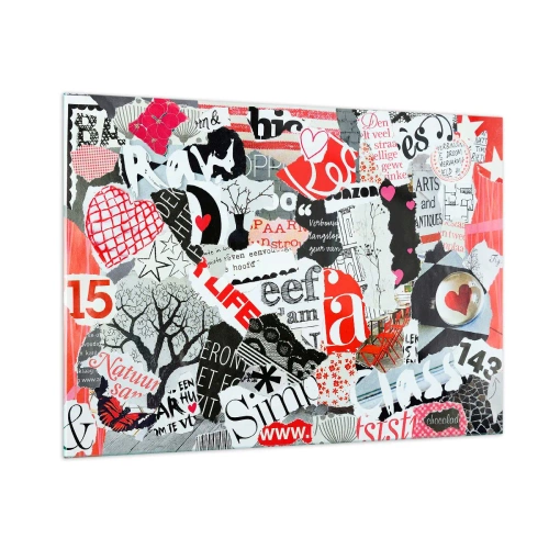 Quadro em vidro - Colagem hipster - 100x70 cm