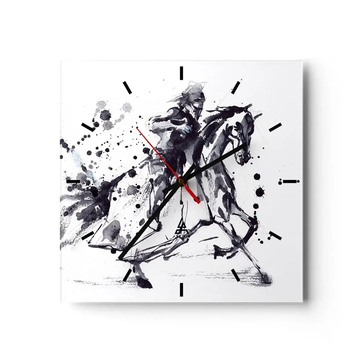 Relógio de parede - Relógio em vidro - Cavaleiro Negro - 40x40 cm