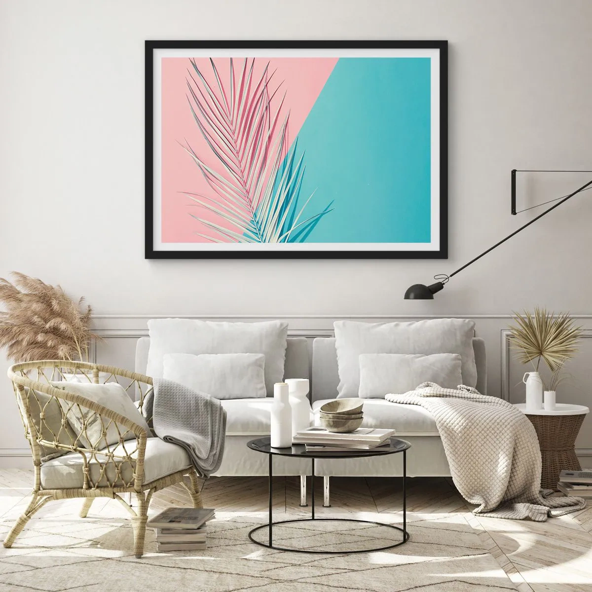Pôster com moldura preta - Impressão tropical - 70x50 cm