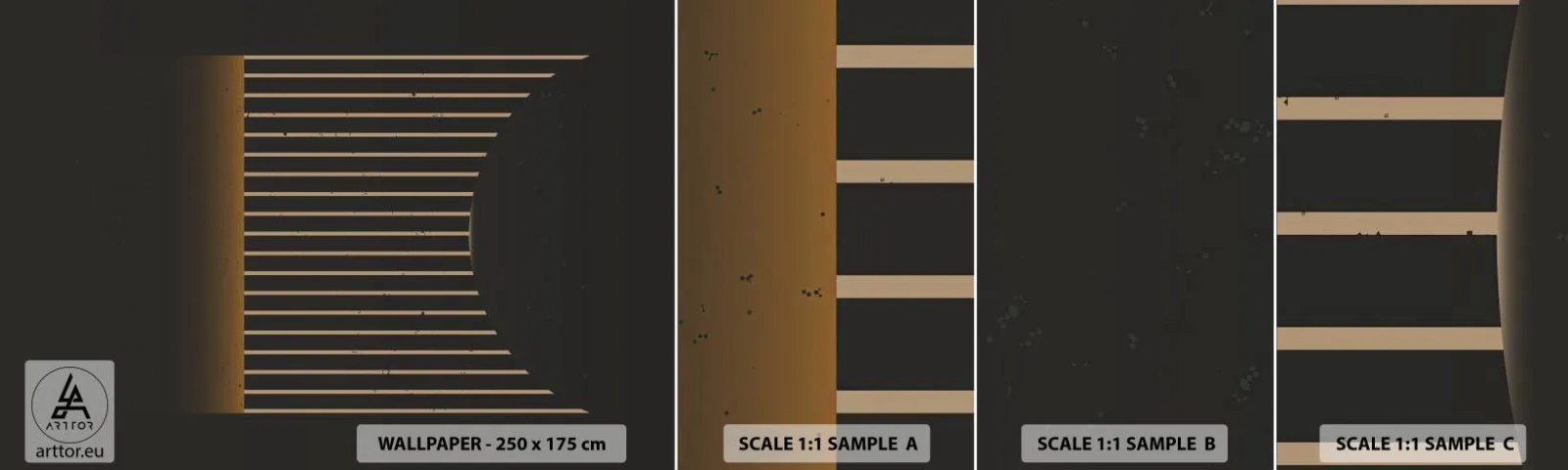 Amostra de papel de parede autocolante Deluxe Sticker - Explorar a escuridão - Abstração, Pedaço, Linear - 100x30 cm