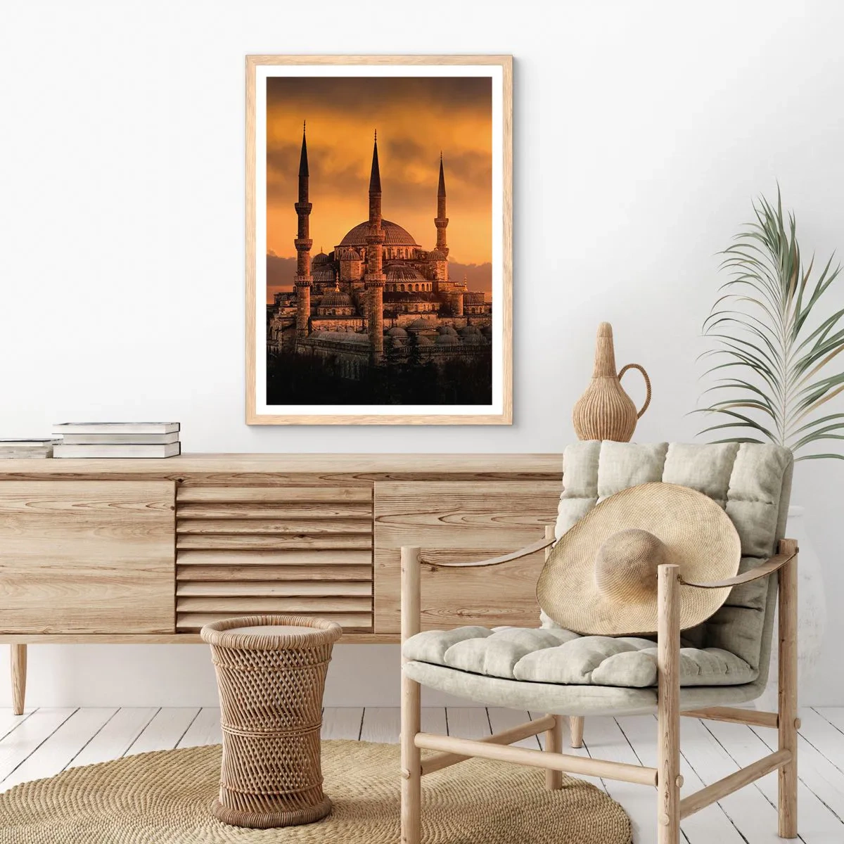 Pôster com moldura de carvalho claro - Deus é grande - 40x50 cm