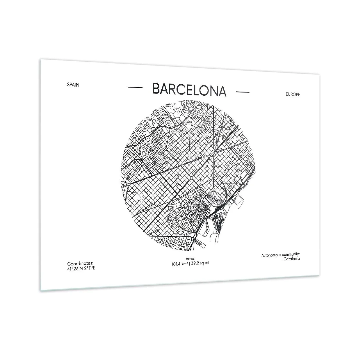 Quadro em vidro - Anatomia de Barcelona - 100x70 cm