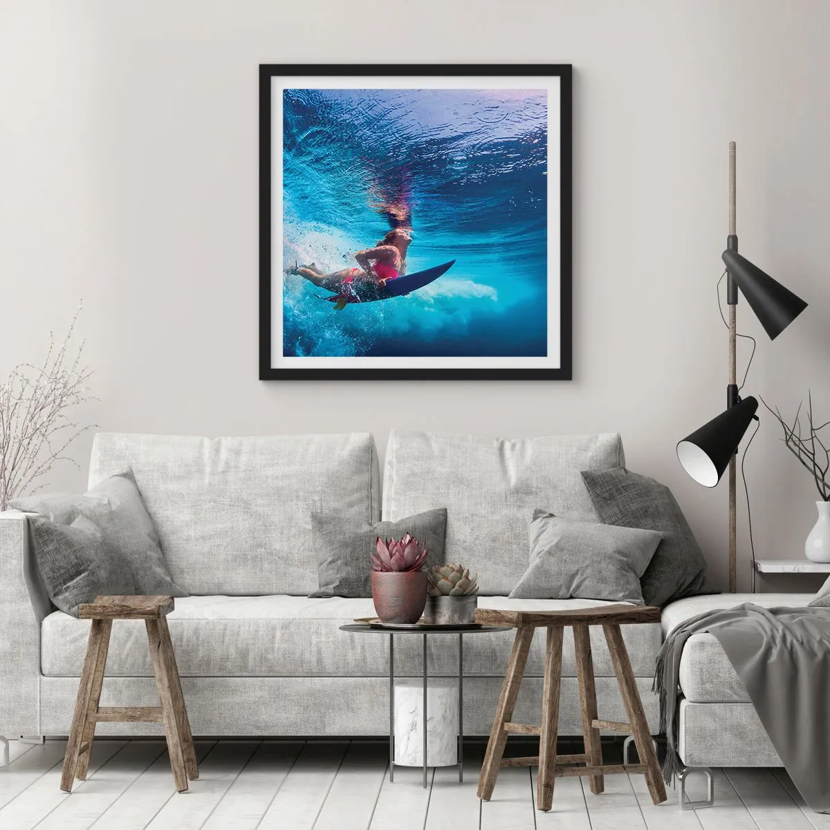 Pôster com moldura preta - Profundidade da alegria - 50x50 cm