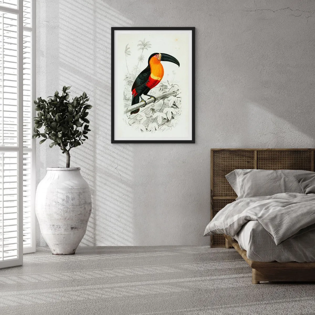 Pôster com moldura preta - Retrato de papagaio - 50x70cm - Cores dos pássaros - Decoração de parede moderna para a sala de estar e quarto ARTTOR