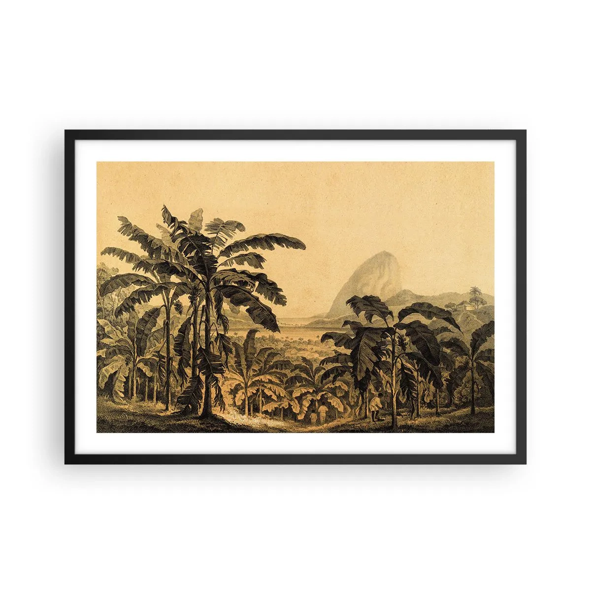Pôster com moldura preta - num clima colonial - 70x50 cm