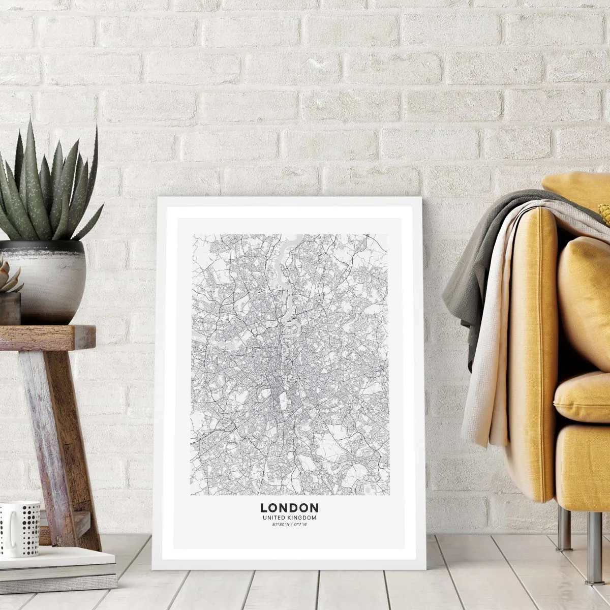 Pôster em moldura branca - Mapa do labirinto de Londres - 50x70 cm