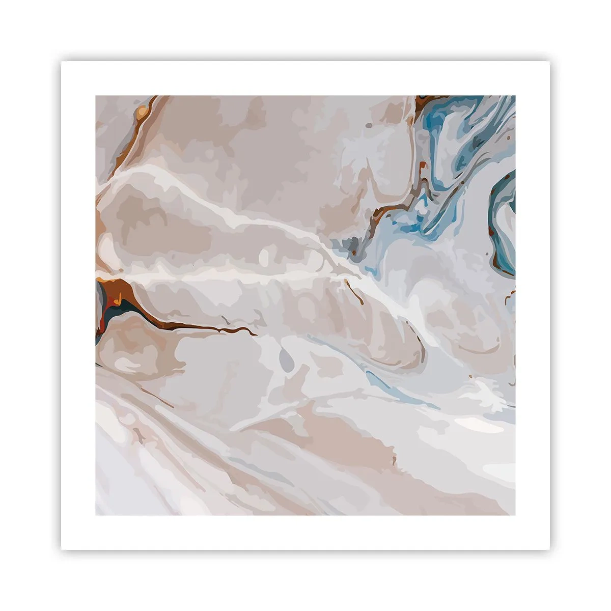 Pôster - Meandros azuis sob branco - 50x50 cm