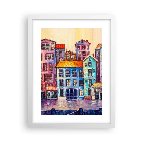 Pôster em moldura branca - Uma cidade como de um conto de fadas - 30x40 cm