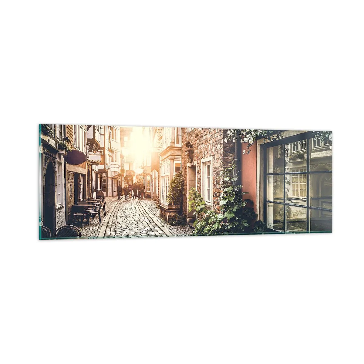 Quadro em vidro - Beco rosa em brilho rosa - 90x30 cm