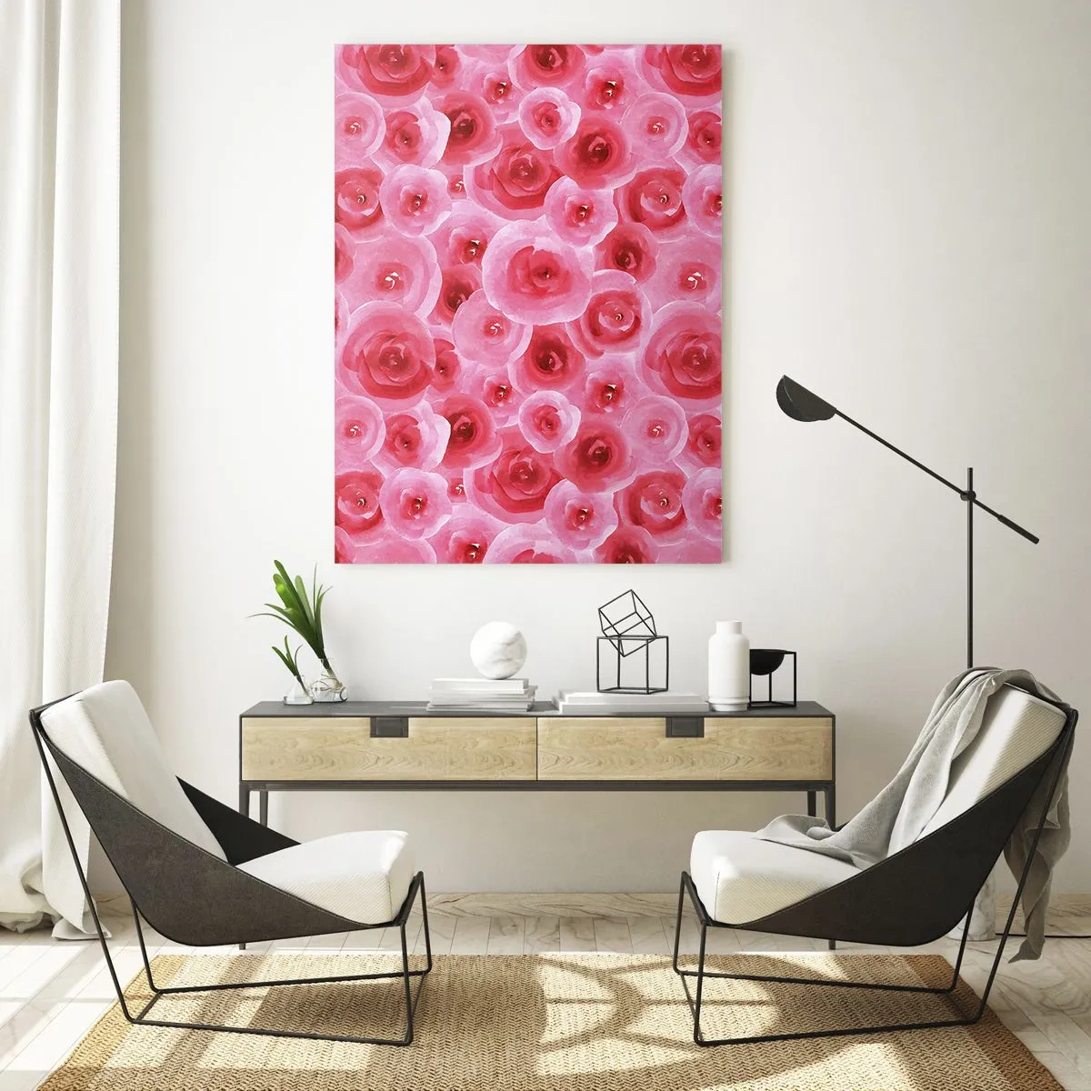 Quadro em vidro - Rosas acima e abaixo - 50x70 cm