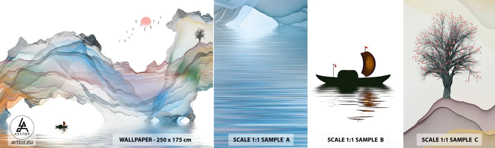 Amostra de Papel de Parede Standard Eco - Em direção às montanhas de cristal - Abstração, Fantasia, Paisagem - 100x30 cm