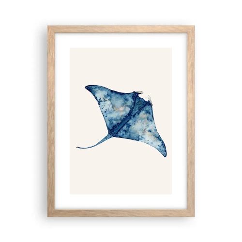 Pôster com moldura de carvalho claro - A vida em azul - 30x40 cm