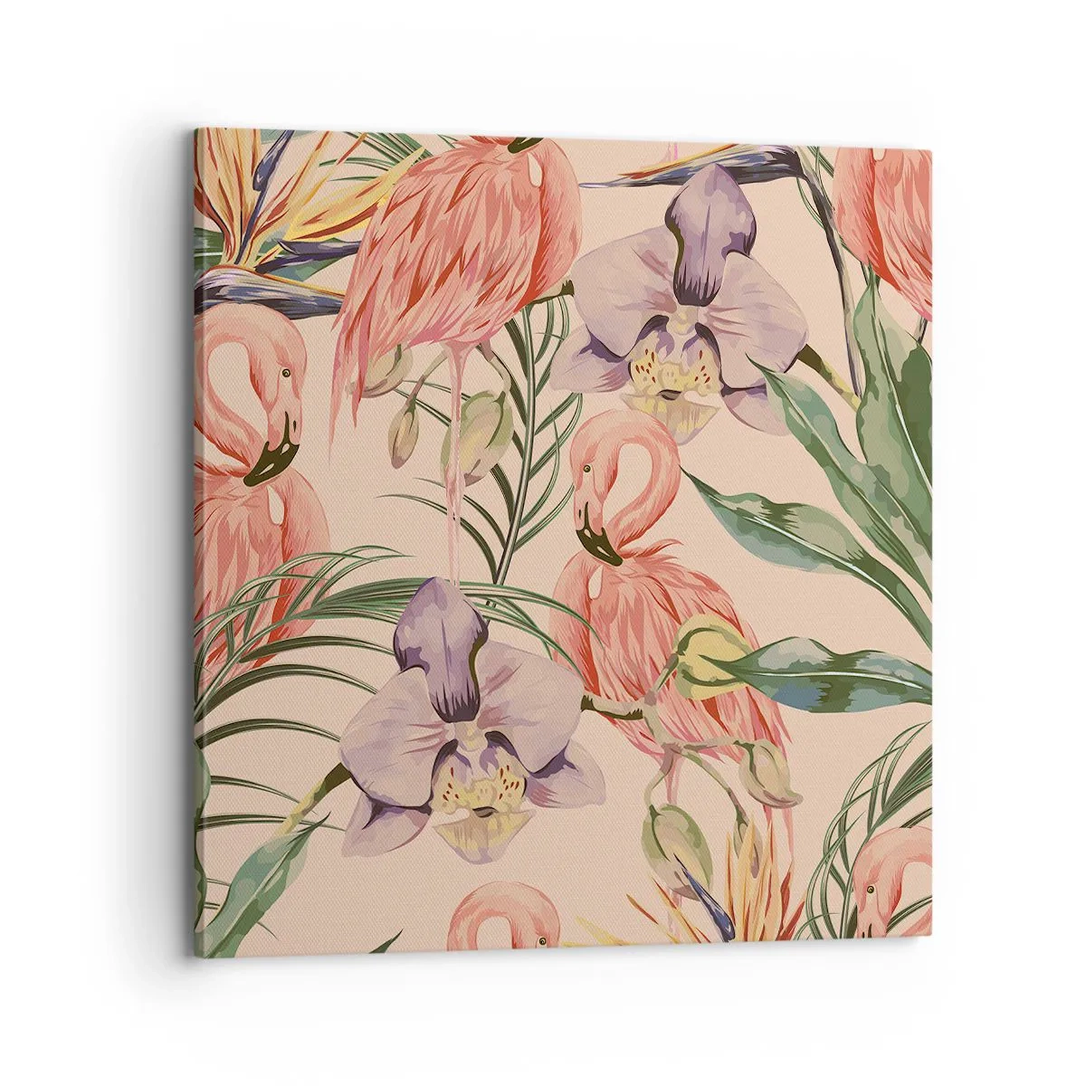 Quadro em tela - Balé rosa em flores - 70x70 cm