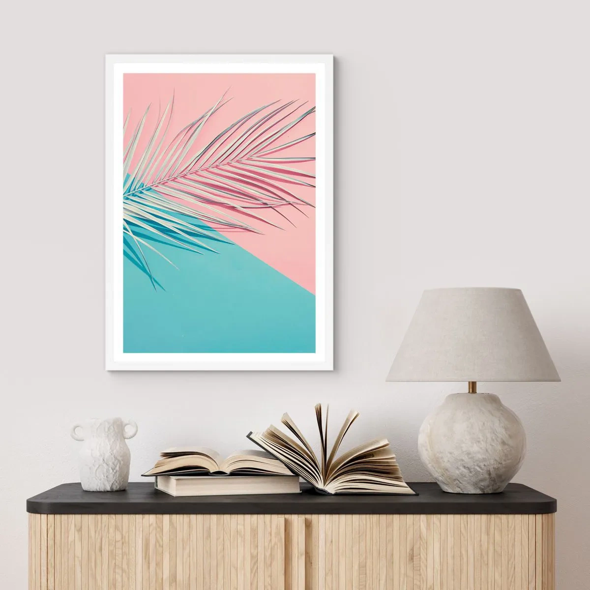 Pôster em moldura branca - Impressão tropical - 50x70 cm