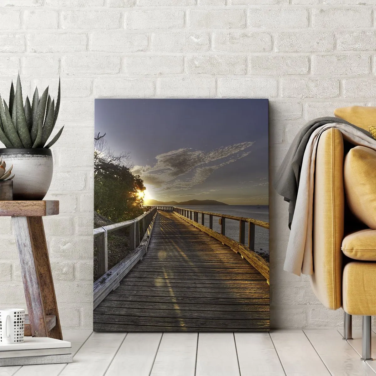 Quadro em tela - Caminhada constante em direção ao sol - 45x80 cm